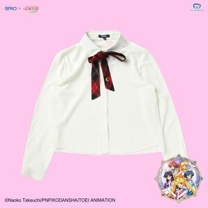 RARE SPAO X Sailor Moon Collaboration White Ribbon Bow Blouse / Top - Size Small